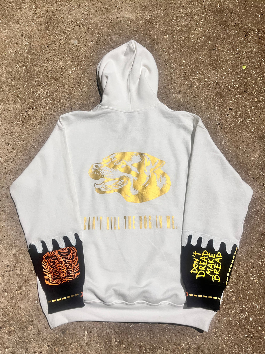 Project #2 ATROCIOUS VARIETY White and Black Hoodie (Copy)